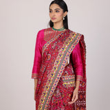 Crimson Patola Peacock Border Saree