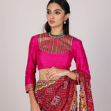 Crimson Patola Peacock Border Saree