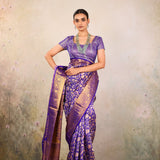 Royal Violet Floral Vine Kanjivaram Saree