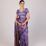 Royal Violet Floral Vine Kanjivaram Saree