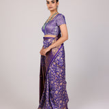 Royal Violet Floral Vine Kanjivaram Saree