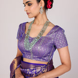 Royal Violet Floral Vine Kanjivaram Saree