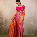 Magenta Marigold Vine Kanjivaram Saree