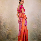 Magenta Marigold Vine Kanjivaram Saree