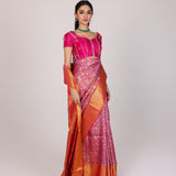 Magenta Marigold Vine Kanjivaram Saree