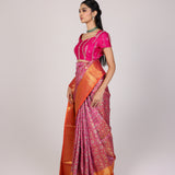 Magenta Marigold Vine Kanjivaram Saree