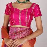 Magenta Marigold Vine Kanjivaram Saree
