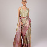 Sage Zari Meenakari Banarasi Saree