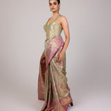 Sage Zari Meenakari Banarasi Saree