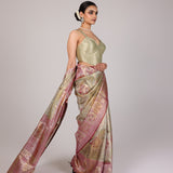 Sage Zari Meenakari Banarasi Saree