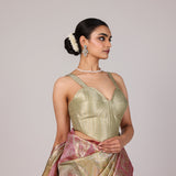 Sage Zari Meenakari Banarasi Saree