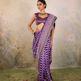 Purple Leheriya Silk Banarasi Saree