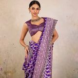 Purple Leheriya Silk Banarasi Saree