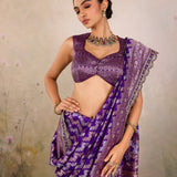 Purple Leheriya Silk Banarasi Saree