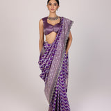 Purple Leheriya Silk Banarasi Saree
