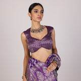 Purple Leheriya Silk Banarasi Saree