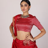 Red Plain Munga Tussar Saree