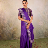 Purple Plain Munga Tussar Saree