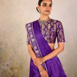 Purple Plain Munga Tussar Saree