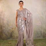 Silver Minimal Net Designer Saree