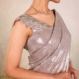 Silver Minimal Net Designer Saree