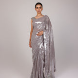 Silver Minimal Net Designer Saree