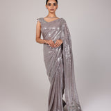 Silver Minimal Net Designer Saree
