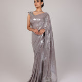 Silver Minimal Net Designer Saree