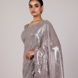Silver Minimal Net Designer Saree