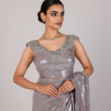 Silver Minimal Net Designer Saree