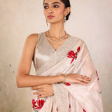White Floral Tissue Designer Saree