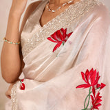 White Floral Tissue Designer Saree