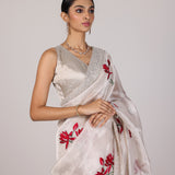 White Floral Tissue Designer Saree