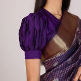 Aubergine Grid Kanjivaram Saree