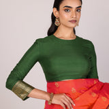 Tangerine Temple-Border Kanjivaram Saree