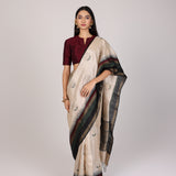 Sandstone Zigzag Khadi Tussar Saree