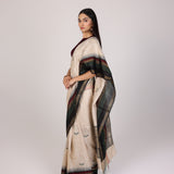 Sandstone Zigzag Khadi Tussar Saree