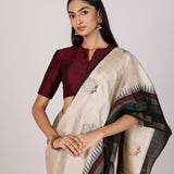 Sandstone Zigzag Khadi Tussar Saree