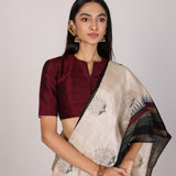 Sandstone Zigzag Khadi Tussar Saree