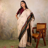 Sandstone Zigzag Khadi Tussar Saree