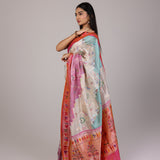 Ivory Banarasi Meadow Saree