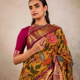 Marigold Kalamkari Bloom Saree