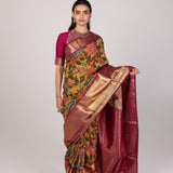 Marigold Kalamkari Bloom Saree