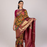 Marigold Kalamkari Bloom Saree