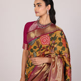 Marigold Kalamkari Bloom Saree