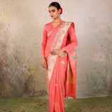 Coral Sage Trellis Saree