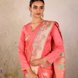 Coral Sage Trellis Saree