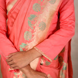 Coral Sage Trellis Saree