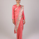 Coral Sage Trellis Saree