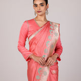 Coral Sage Trellis Saree